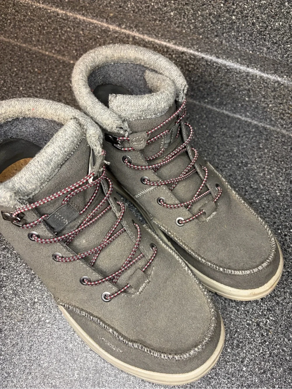 Hey Dude Men's Gray Suede Lace-Up Ankle Boots with Cream Sole